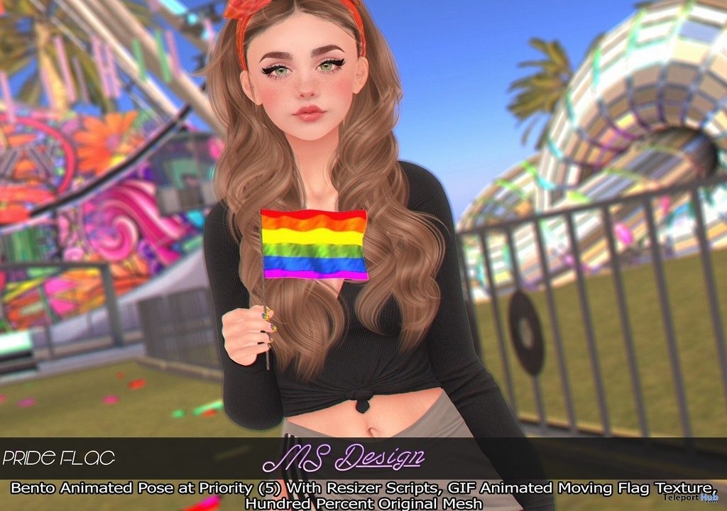 Wearable Pride Flag With Bento Animation June 2019 Group Gift by MS Design - Teleport Hub - teleporthub.com
