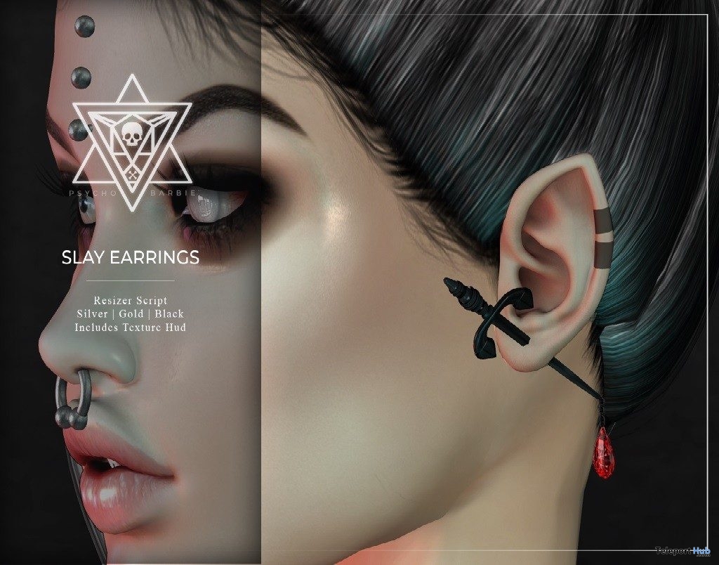 Slay Earrings June 2019 Group Gift by Psycho Barbie - Teleport Hub - teleporthub.com