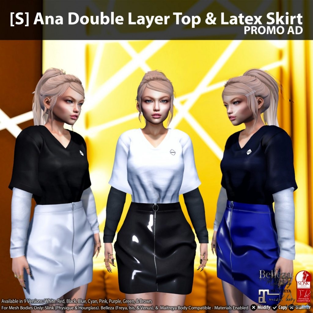New Release: [S] Ana Double Layer Top & Latex Skirt by [satus Inc] - Teleport Hub - teleporthub.com