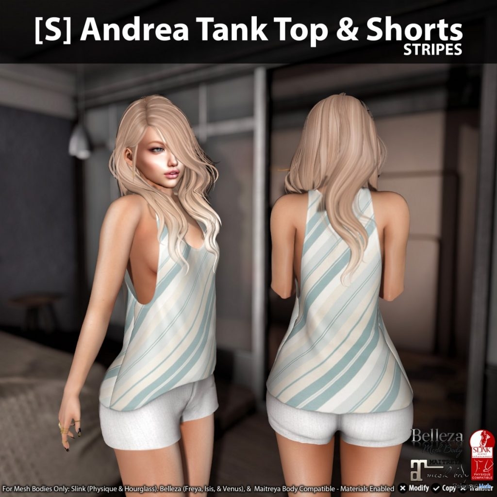 New Release: [S] Andrea Tank Top & Shorts by [satus Inc] - Teleport Hub - teleporthub.com