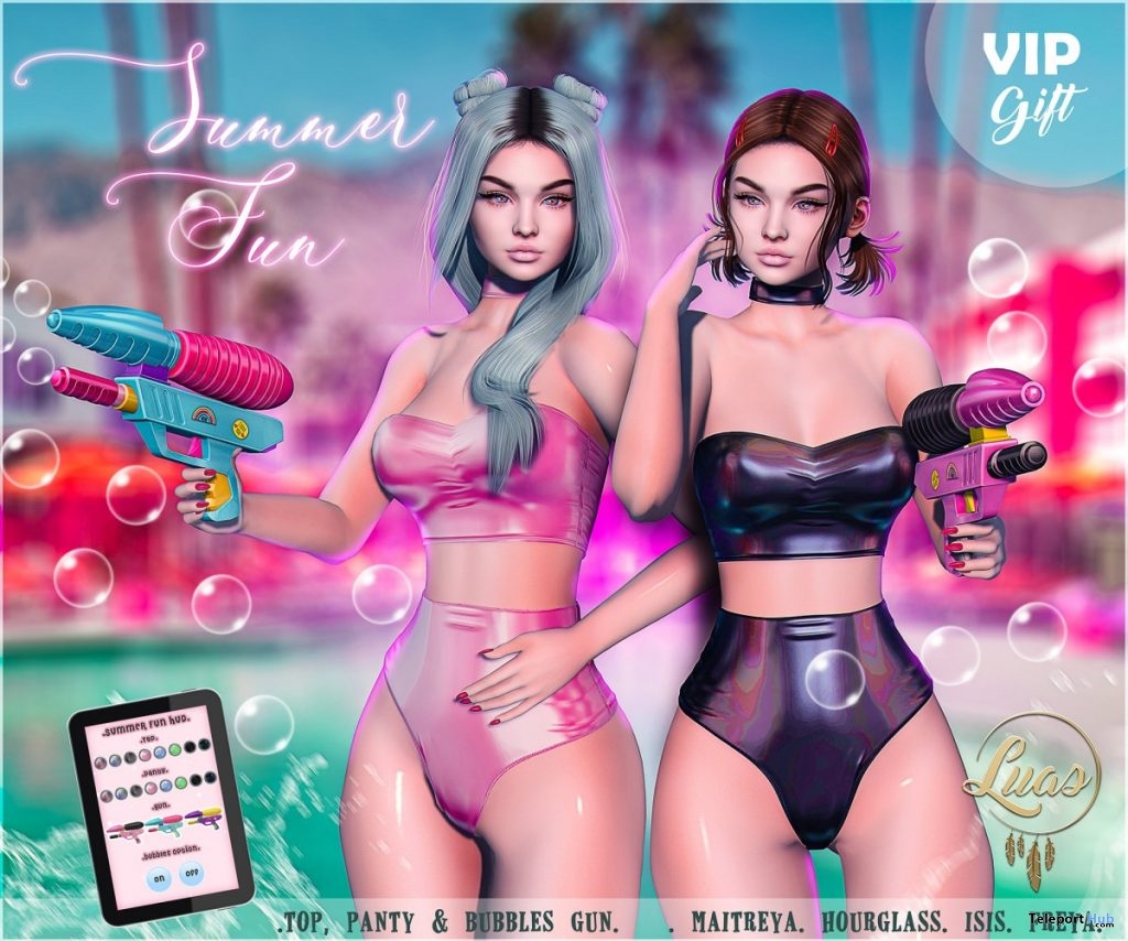 Summer Fun Outfit & Bubbles Gun July 2019 Group Gift by Luas - Teleport Hub - teleporthub.com