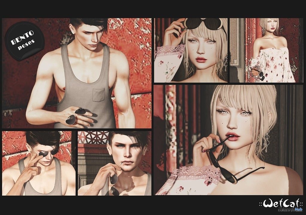 Shades Bento Poses July 2019 Group Gift by WetCat - Teleport Hub - teleporthub.com