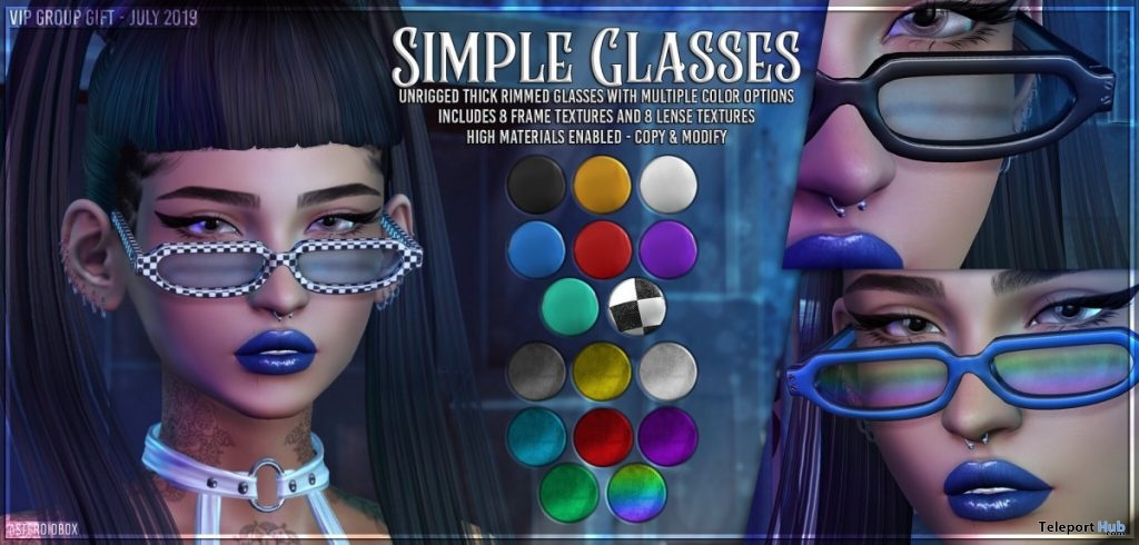 Simple Glasses July 2019 Group Gift by AsteroidBox - Teleport Hub - teleporthub.com
