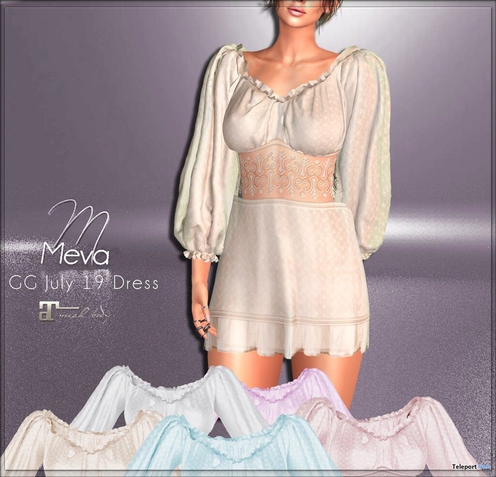 White Dress July 2019 Group Gift by Meva - Teleport Hub - teleporthub.com