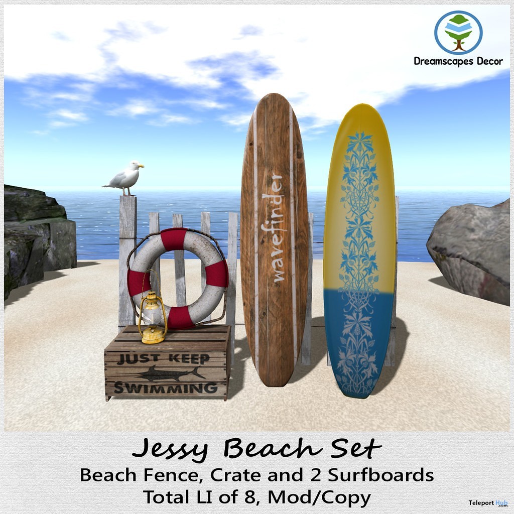 Jessy Beach Set July 2019 Group Gift by Dreamscapes Art Gallery - Teleport Hub - teleporthub.com