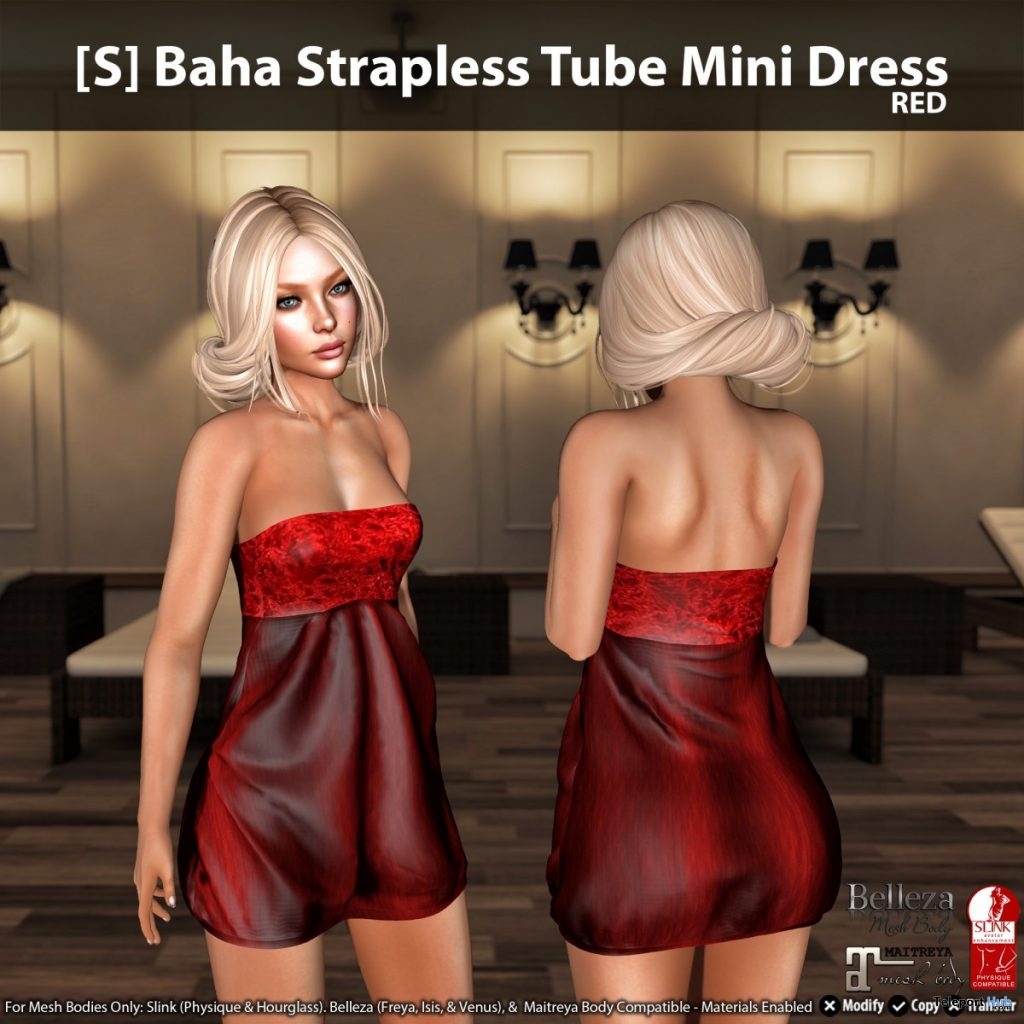 New Release: [S] Baha Strapless Tube Mini Dress by [satus Inc] - Teleport Hub - teleporthub.com