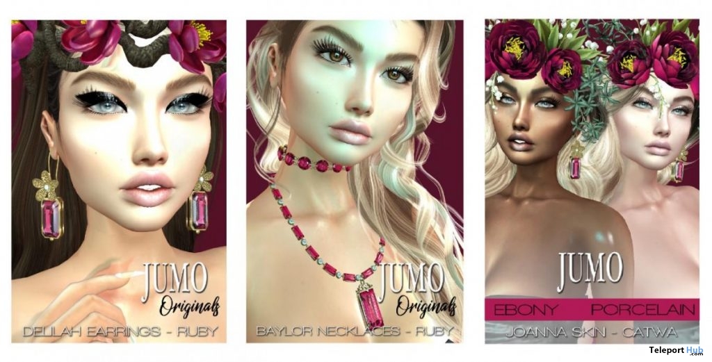 Joanna Skin, Baylor Necklaces Ruby, & Delilah Earrings Ruby July 2019 Anniversary Group Gift by JUMO - Teleport Hub - teleporthub.com