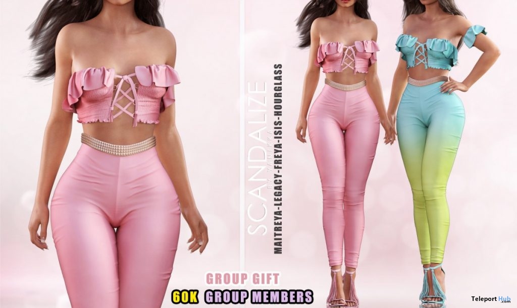 Shey Outfit PinkPale & Aqua August 2019 Group Gift by SCANDALIZE - Teleport Hub - teleporthub.com