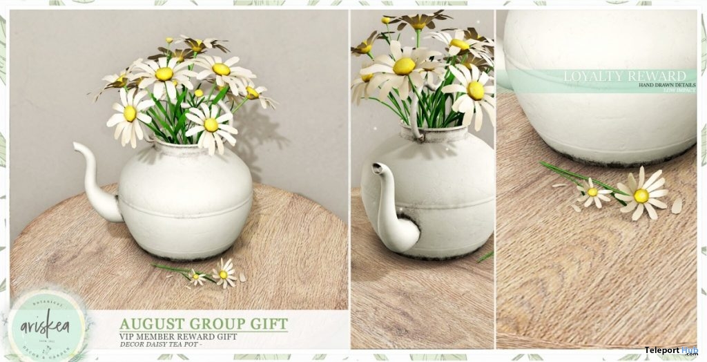 Daisy Tea Decor August 2019 Group Gift by Ariskea - Teleport Hub - teleporthub.com