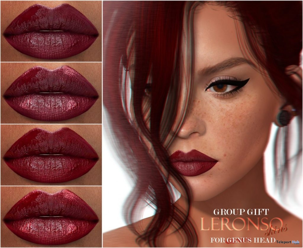 Lipsticks Applier For Genus Mesh Head August 2019 Group Gift by LERONSO skins - Teleport Hub - teleporthub.com