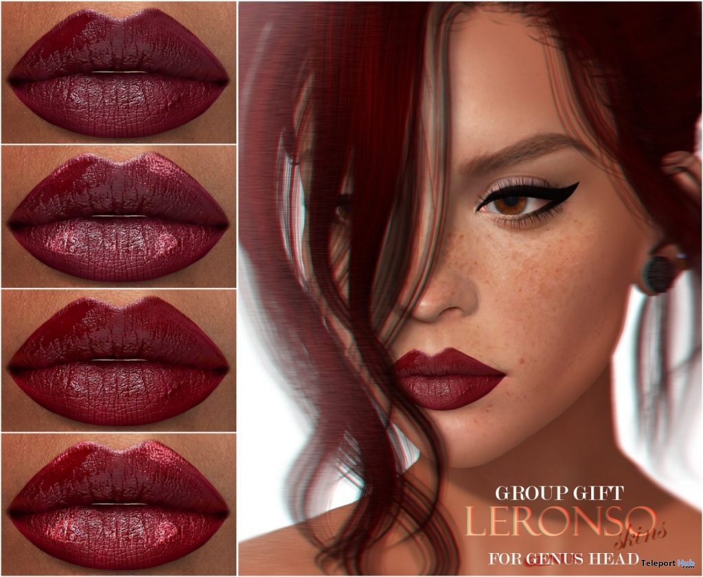 Lipsticks Applier For Genus Mesh Head August 2019 Group Gift by LERONSO skins - Teleport Hub - teleporthub.com