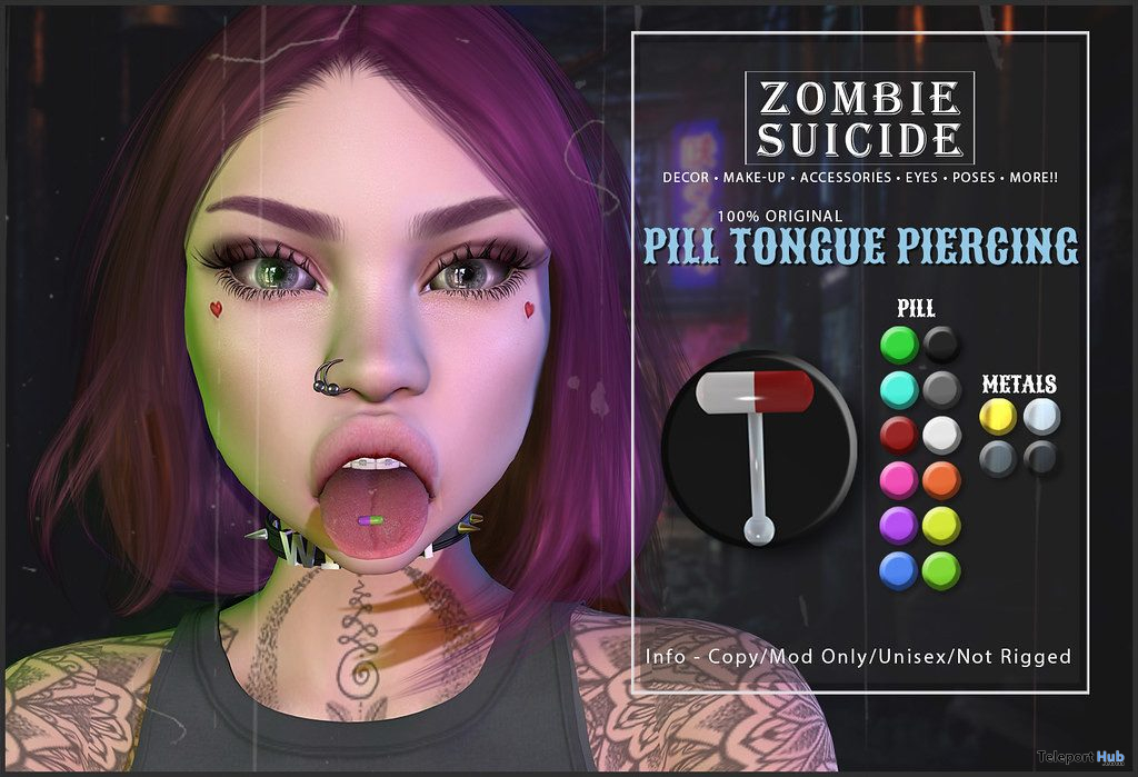 Pill Tongue Piercing September 2019 Group Gift by Zombie Suicide - Teleport Hub - teleporthub.com