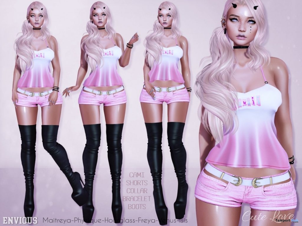 Cute Love Outfit & Boots August 2019 Group Gift by Envious - Teleport Hub - teleporthub.com