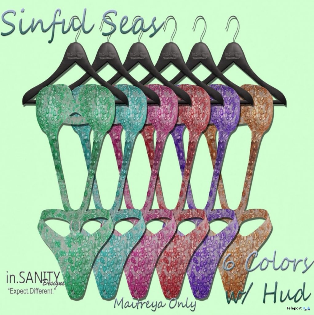 Sinful Seas Swimsuit August 2019 Group Gift by in.SANITY Designs - Teleport Hub - teleporthub.com