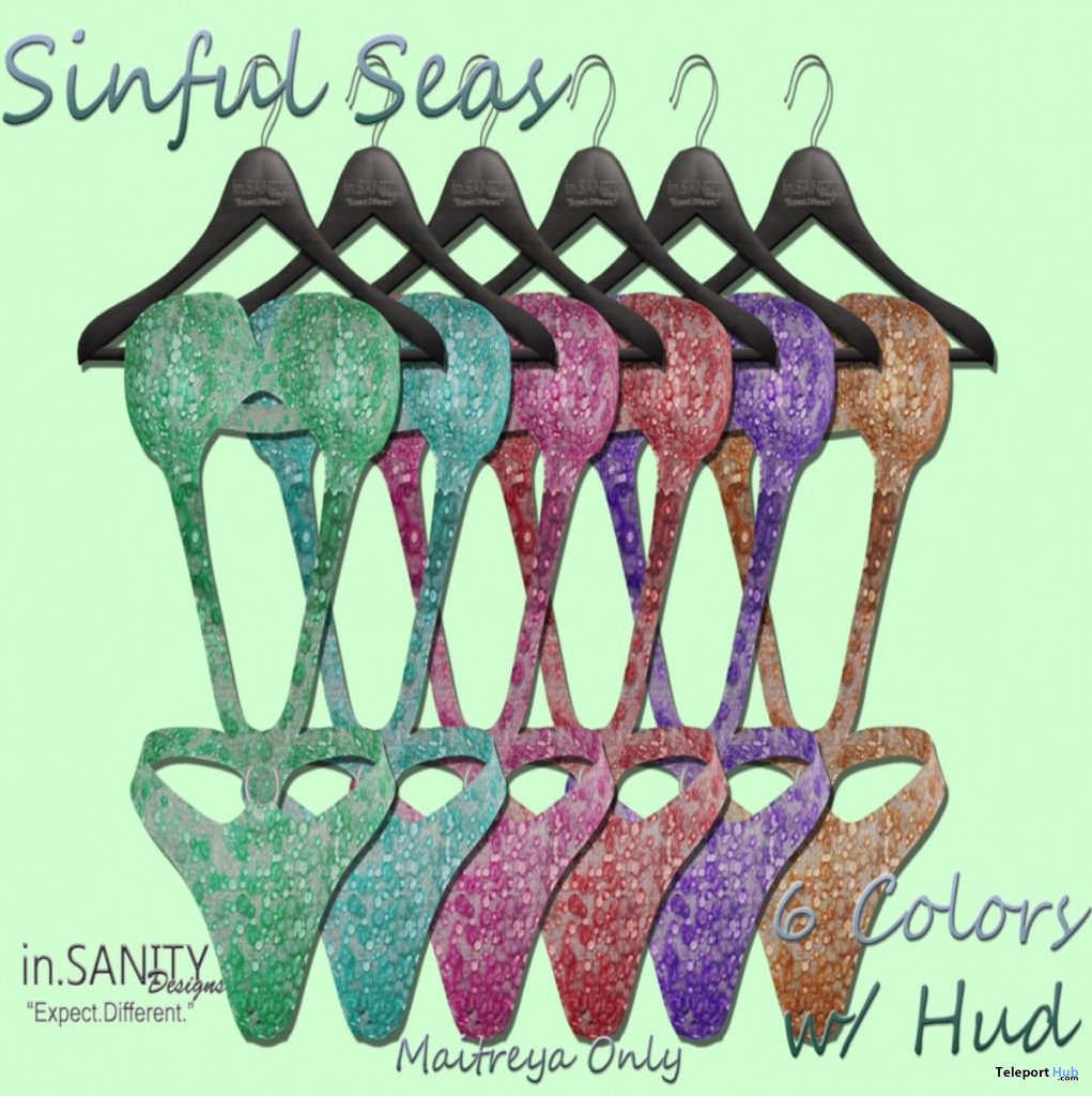 Sinful Seas Swimsuit August 2019 Group Gift by in.SANITY Designs - Teleport Hub - teleporthub.com