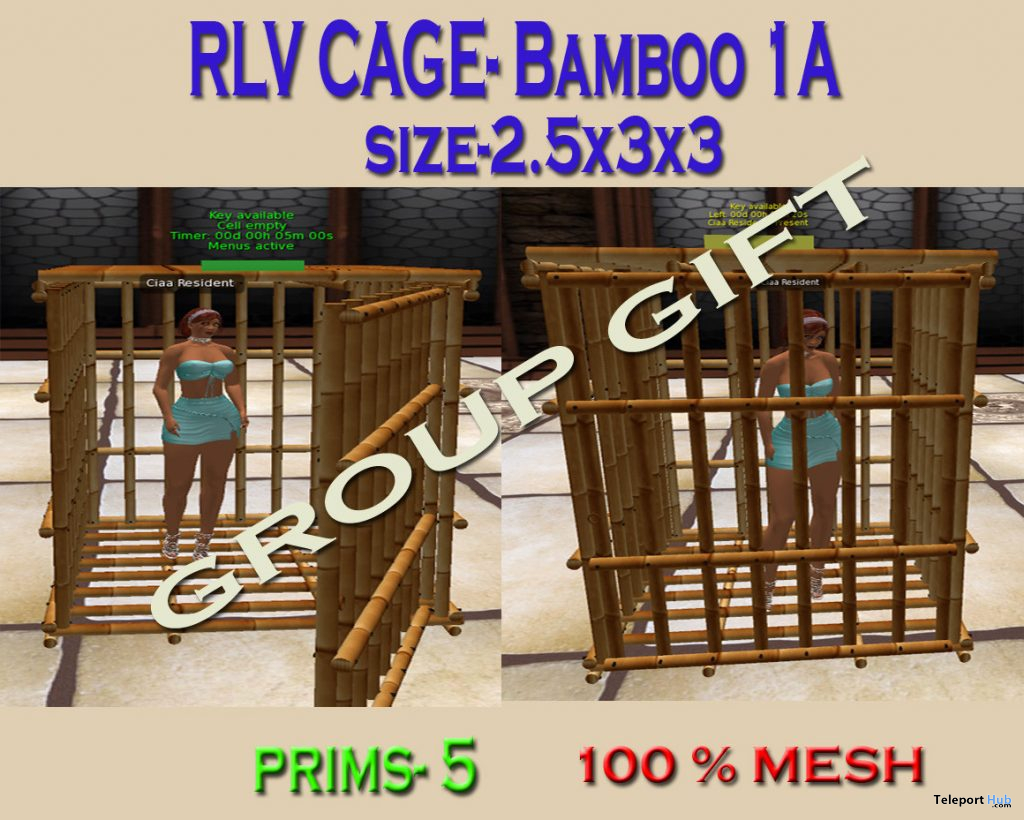 Mesh Bamboo RLV Cage 1A September 2019 Group Gift by Carissa Designs - Teleport Hub - teleporthub.com