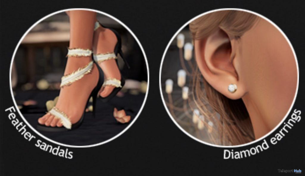 Feather Sandals & Diamond Earrings September 2019 Group Gift by TETRA - Teleport Hub - teleporthub.com