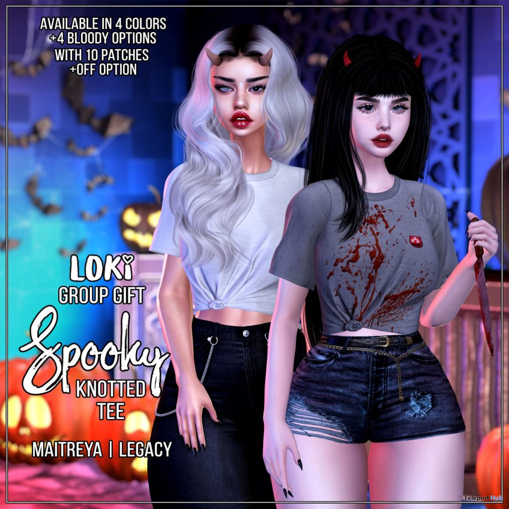 Spooky Knotted Tee October 2019 Group Gift by Loki - Teleport Hub - teleporthub.com