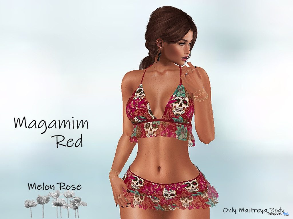 Megamim Red Outfit October 2019 Group Gift by Melon Rose - Teleport Hub - teleporthub.com