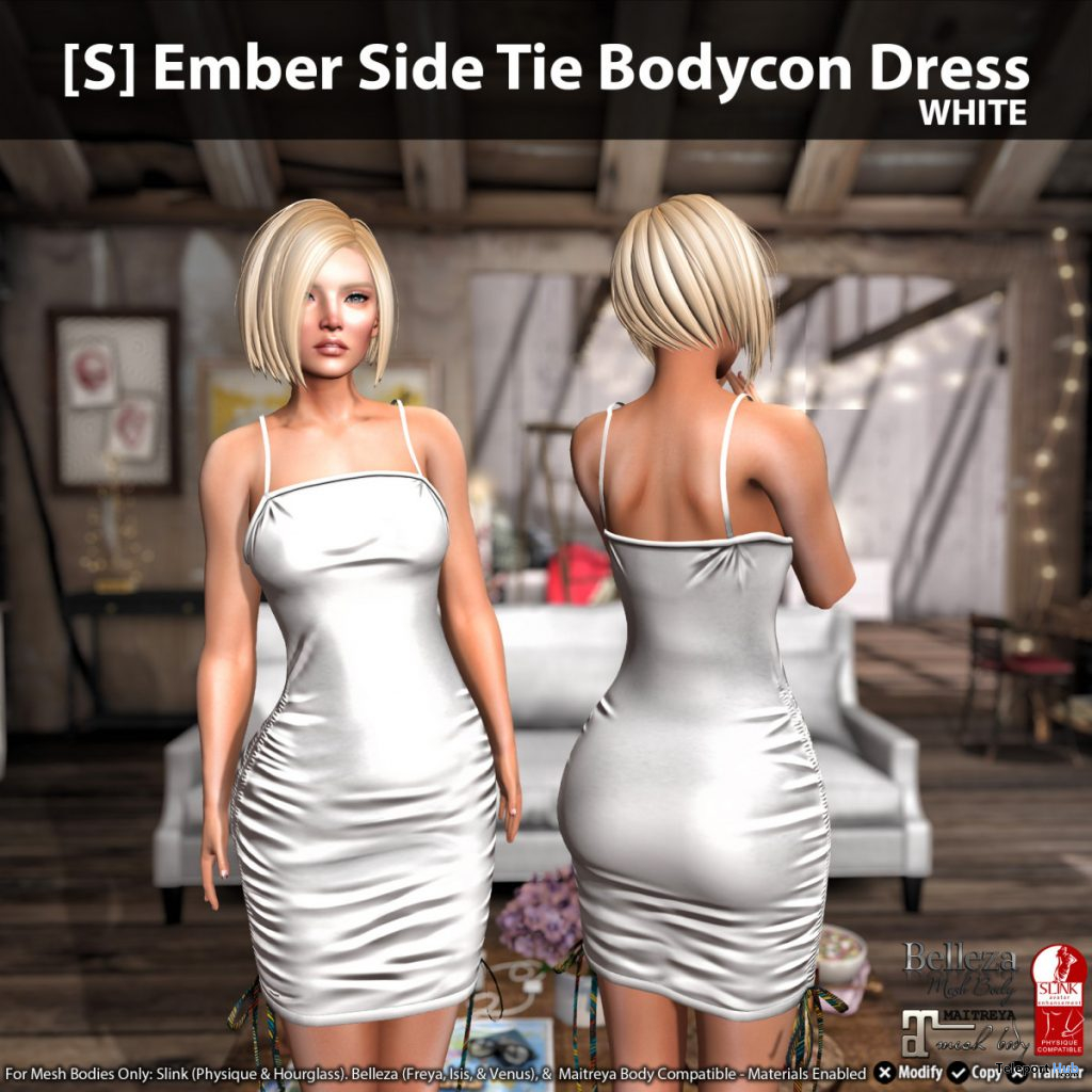 New Release: [S] Ember Side Tie Bodycon Dress by [satus Inc] - Teleport Hub - teleporthub.com