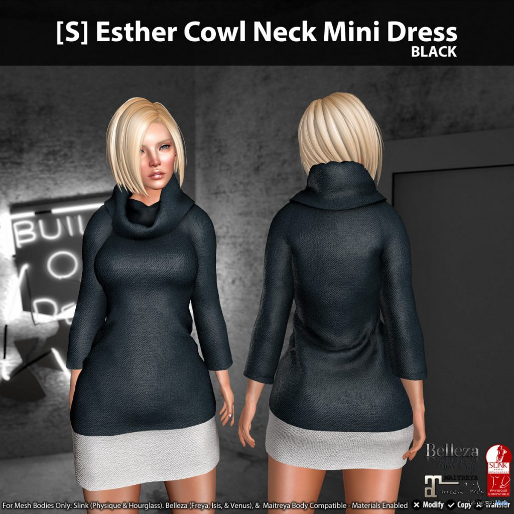 New Release: [S] Esther Cowl Neck Mini Dress by [satus Inc] - Teleport Hub - teleporthub.com