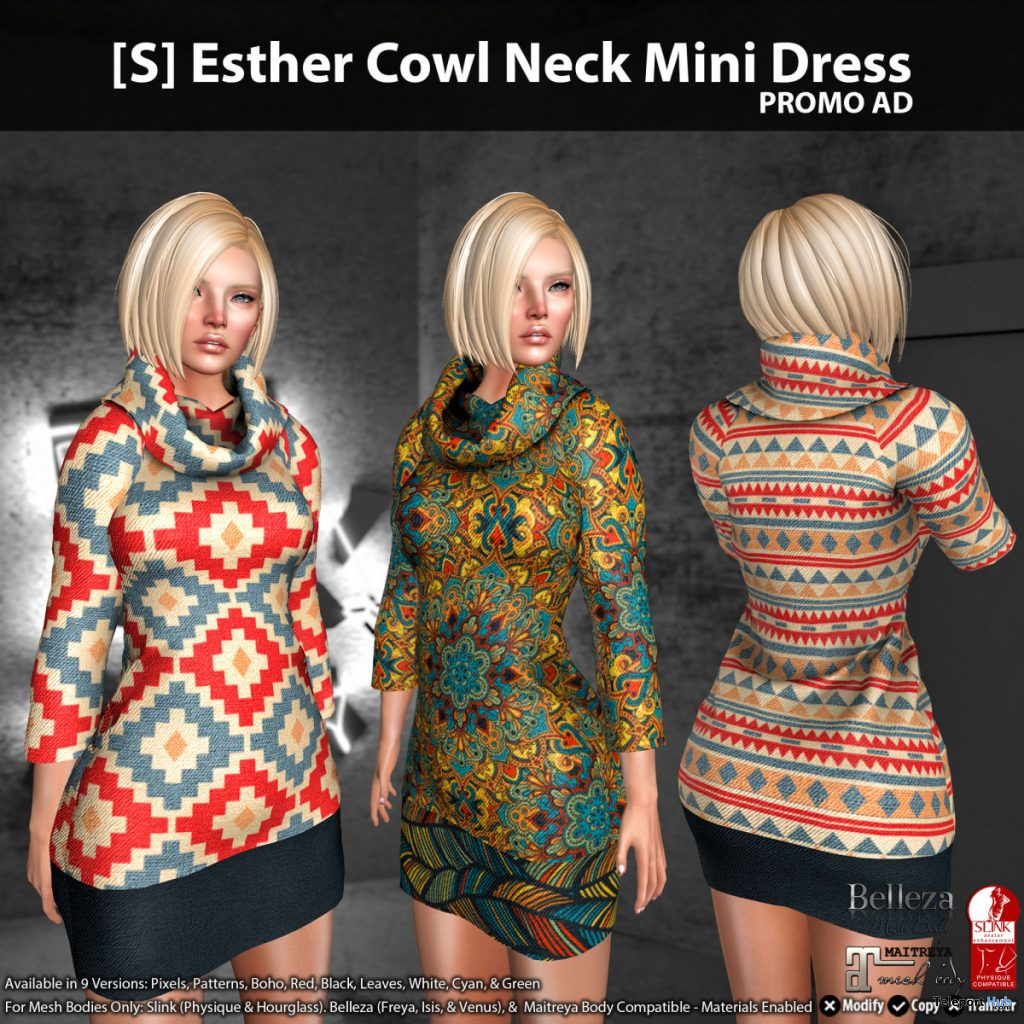 New Release: [S] Esther Cowl Neck Mini Dress by [satus Inc] - Teleport Hub - teleporthub.com