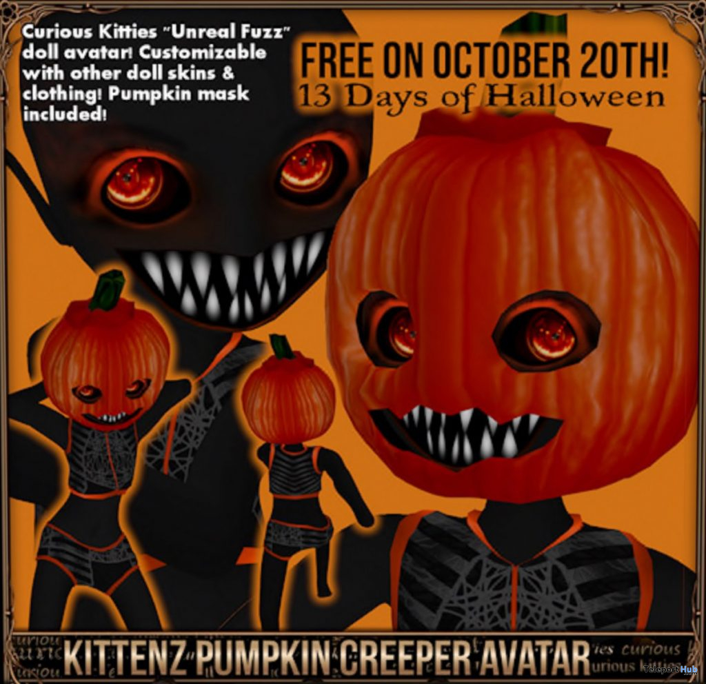 Kittenz Pumpkin Creeper Avatar Halloween 2019 Gift by Curious Kitties Shop - Teleport Hub - teleporthub.com