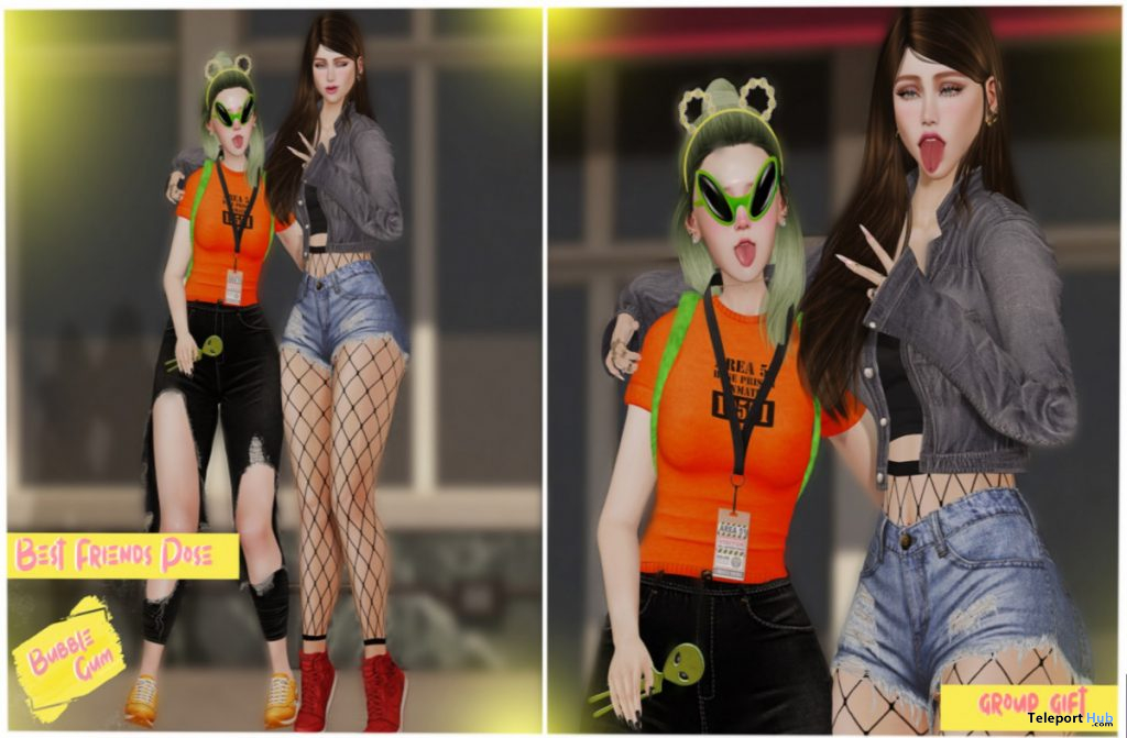 Best Friends Pose October 2019 Group Gift by Bubble Gum - Teleport Hub - teleporthub.com