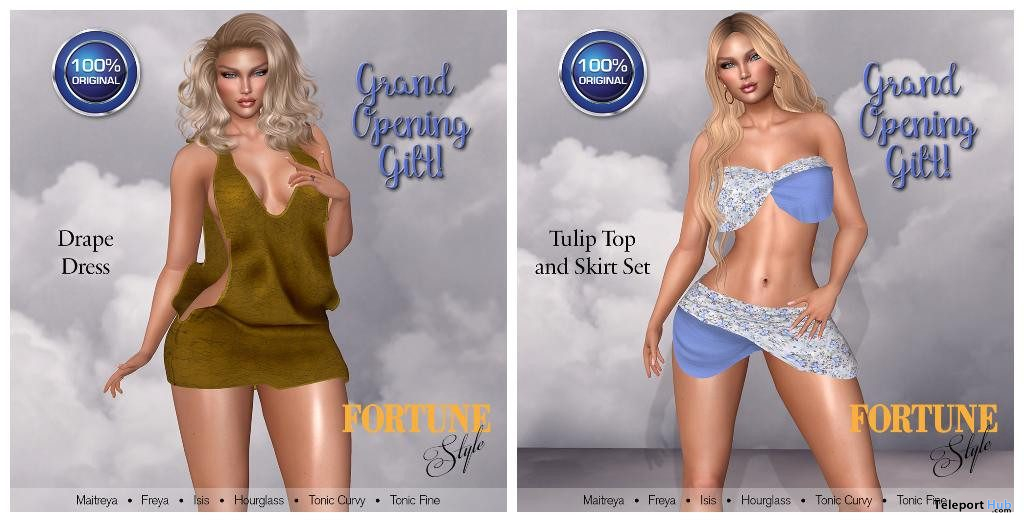 Tulip Top & Skirt And Drape Dress Grand Opening October 2019 Gift by FORTUNE Style - Teleport Hub - teleporthub.com