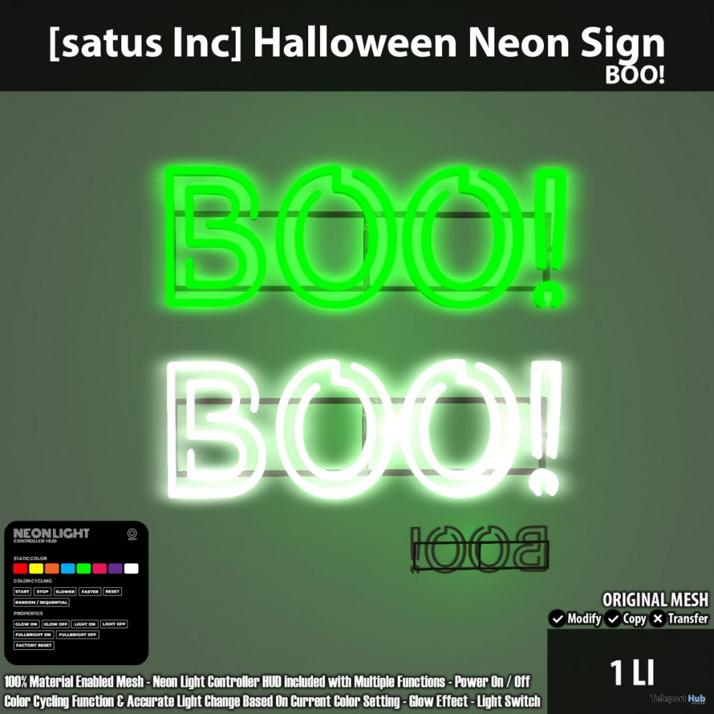 New Release: Halloween Neon Sign by [satus Inc] - Teleport Hub - teleporthub.com