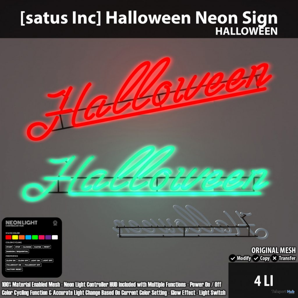 New Release: Halloween Neon Sign by [satus Inc] - Teleport Hub - teleporthub.com