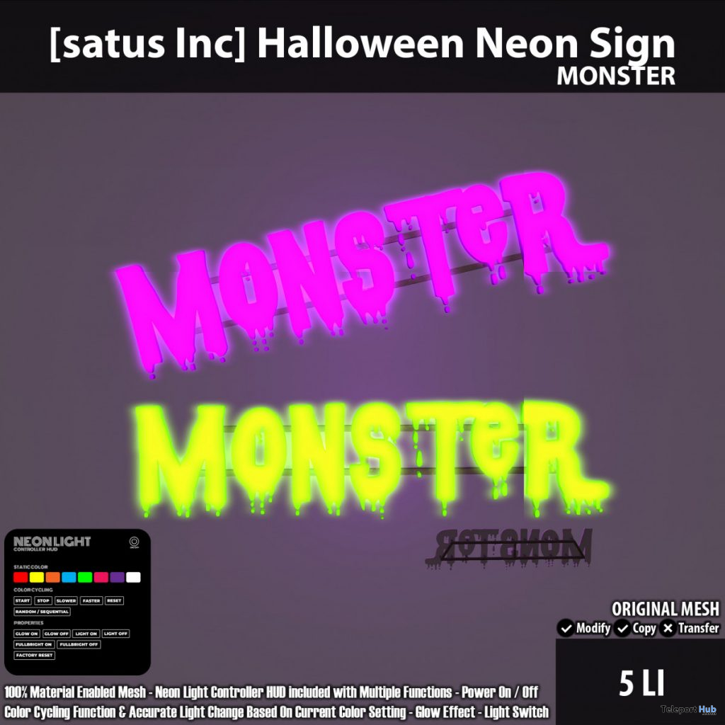 New Release: Halloween Neon Sign by [satus Inc] - Teleport Hub - teleporthub.com