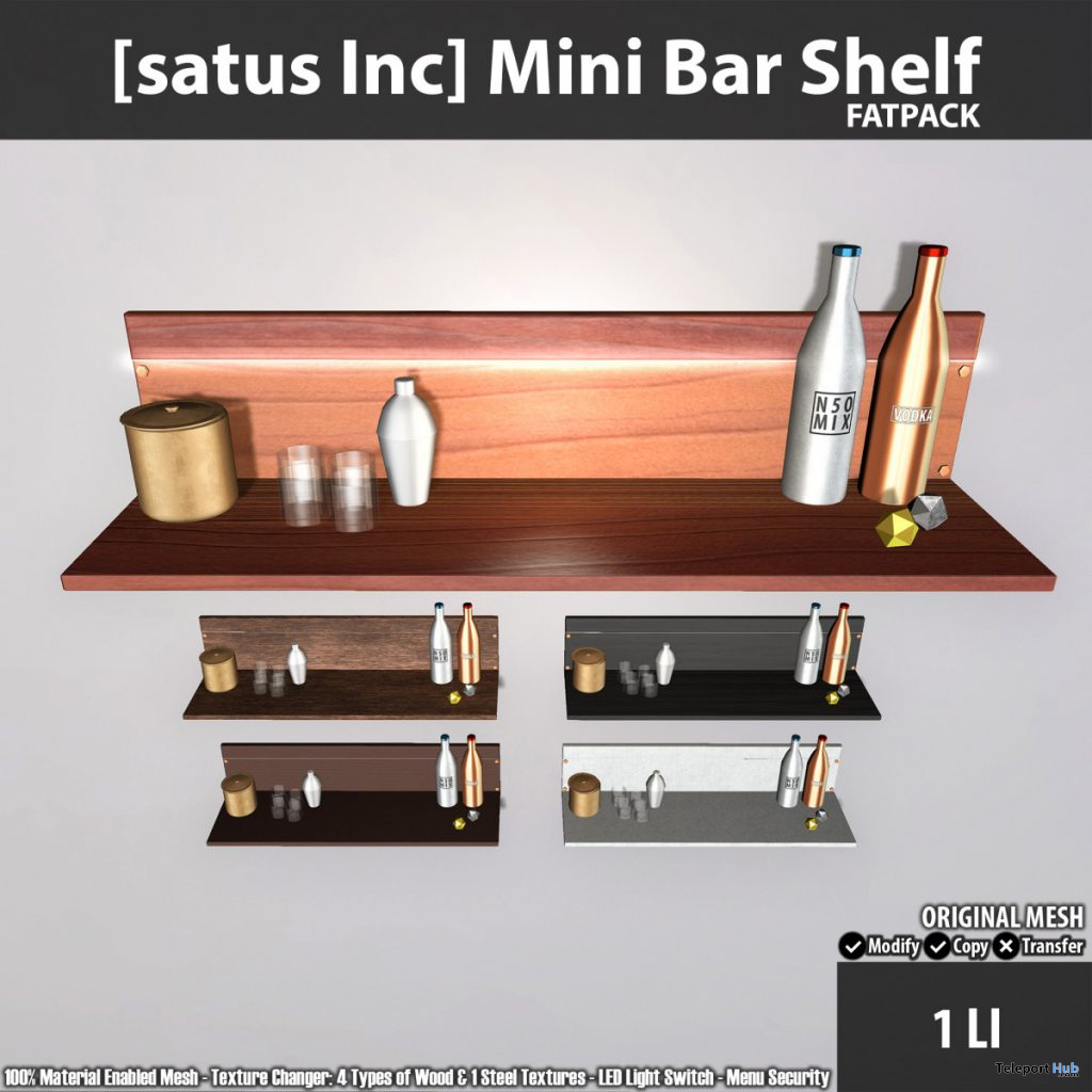 New Release: Mini Bar Shelf Fatpack by [satus Inc] - Teleport Hub - teleporthub.com