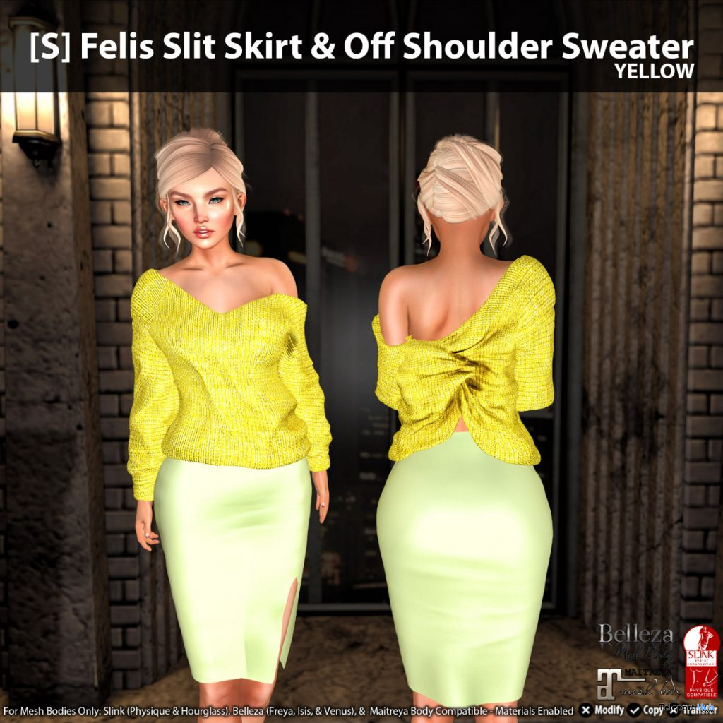 New Release: [S] Felis Slit Skirt & Off Shoulder Sweater by [satus Inc] - Teleport Hub - teleporthub.com