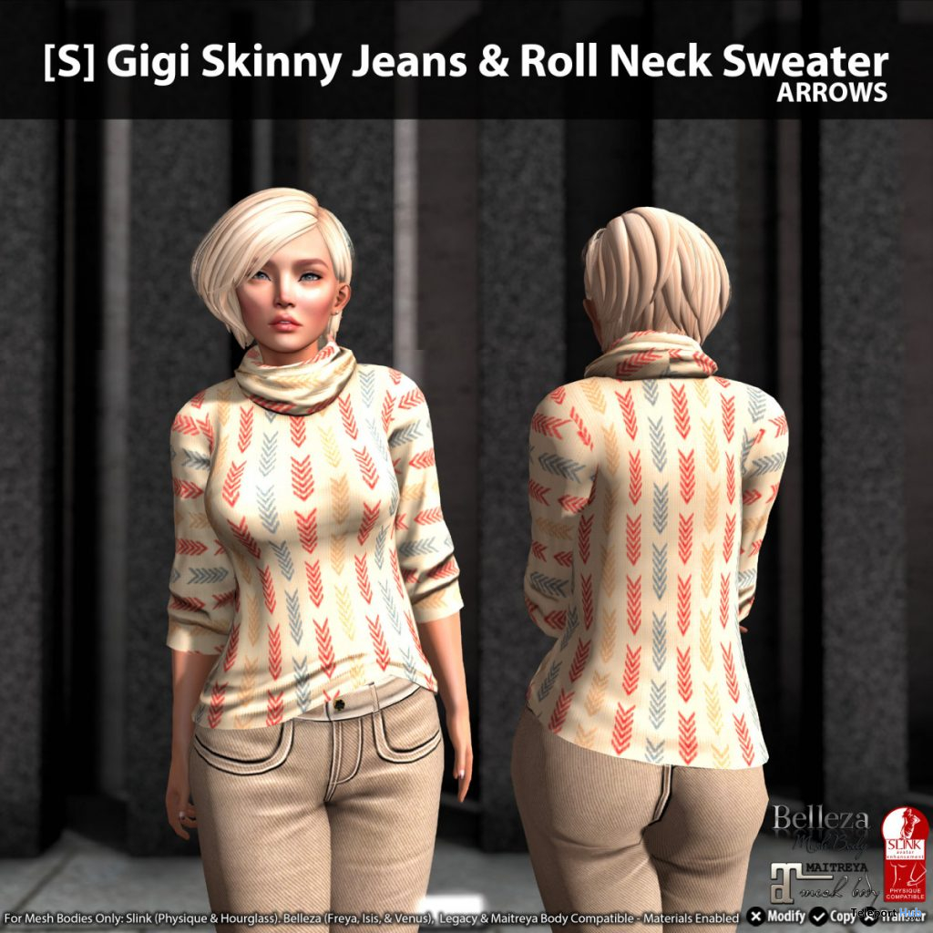 New Release: [S] Gigi Skinny Jeans & Roll Neck Sweater by [satus Inc] - Teleport Hub - teleporthub.com