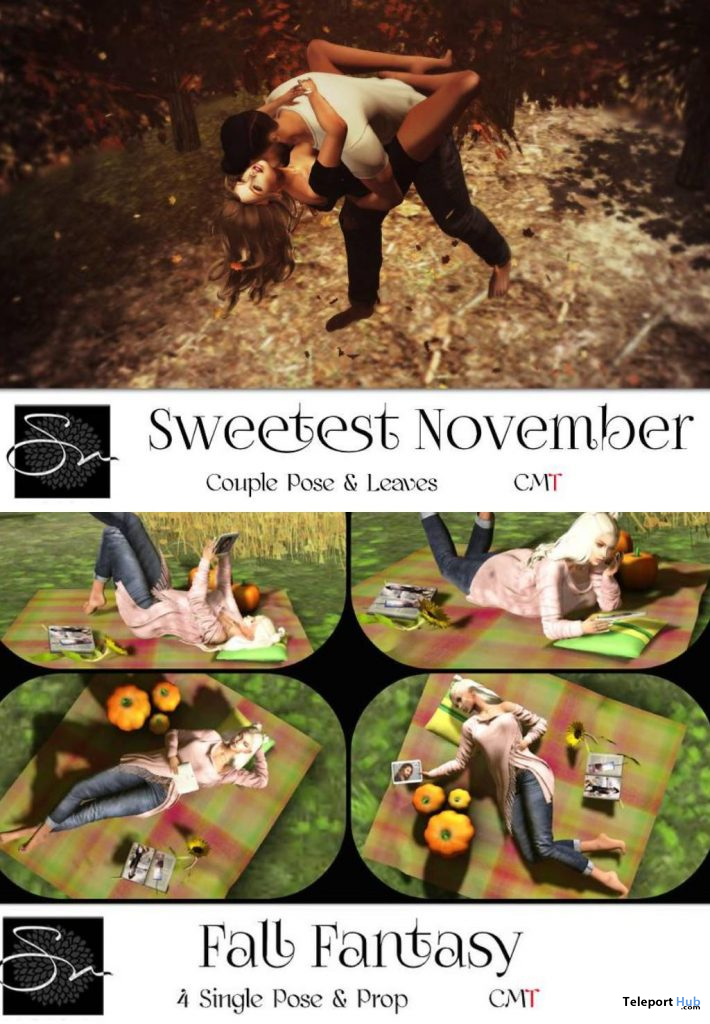 Sweetest November Couple Pose & Fall Fantasy Single Pose November 2019 Group Gift by Something New - Teleport Hub - teleporthub.com