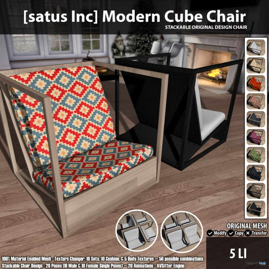 New Release: Modern Cube Chair by [satus Inc] - Teleport Hub - teleporthub.com
