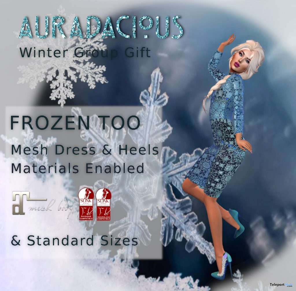 Frozen Too Dress December 2019 Group Gift by Auradacious - Teleport Hub - teleporthub.com