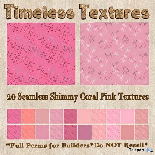 20 Seamless Shimmy Coral Pink December 2019 Group Gift by Timeless Textures - Teleport Hub - teleporthub.com