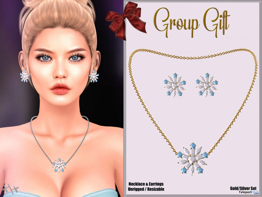 Snowflake Jewelry Set December 2019 Group Gift by Hilly Haalan - Teleport Hub - teleporthub.com