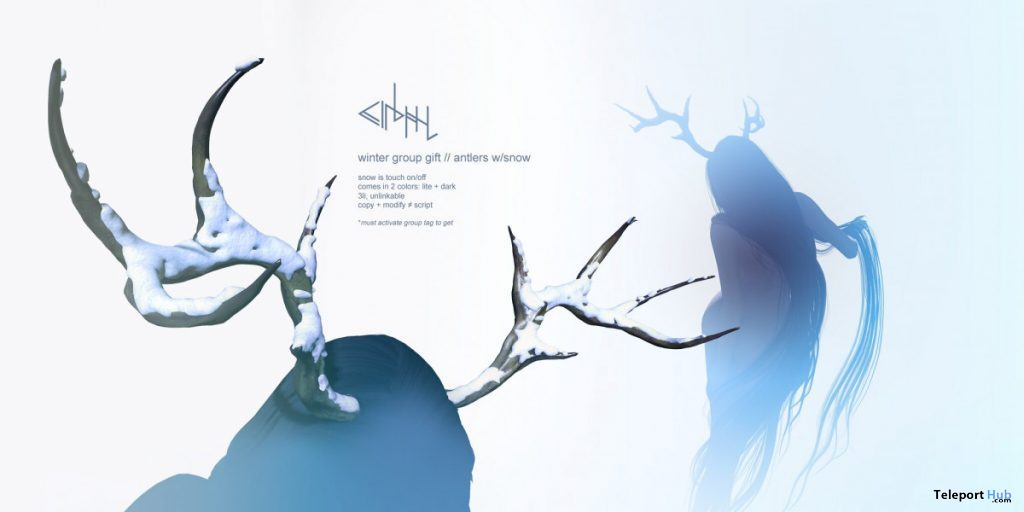 Antlers With Snow December 2019 Group Gift by cinphul - Teleport Hub - teleporthub.com