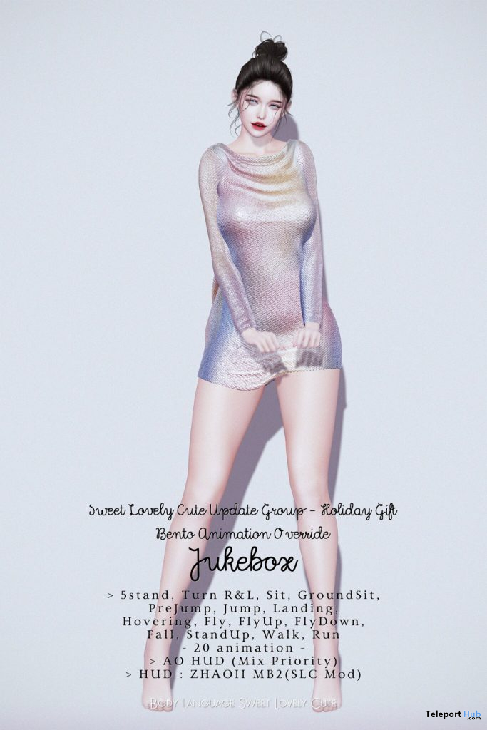 Jukebox Bento Animation Overrider January 2020 Group Gift by Body Language Sweet Lovely Cute - Teleport Hub - teleporthub.com