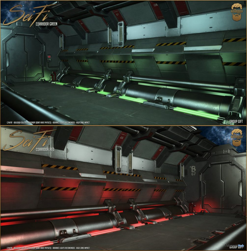 Scifi Corridor Backdrops January 2020 Group Gift by The Bearded Guy - Teleport Hub - teleporthub.com