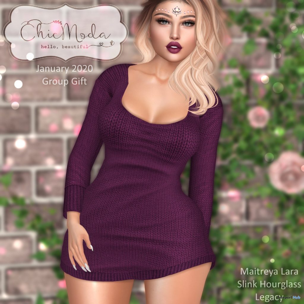 Penny Sweater Dress January 2020 Group Gift by ChicModa - Teleport Hub - teleporthub.com