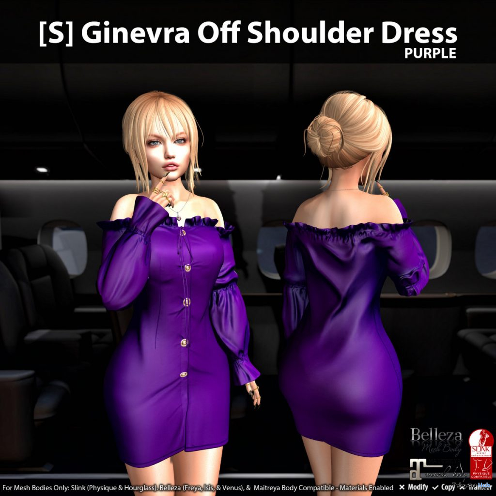 New Release: [S] Ginevra Off Shoulder Dress by [satus Inc] - Teleport Hub - teleporthub.com