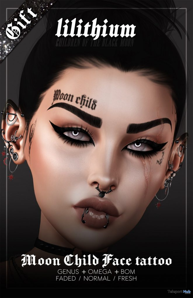  Moon Child Face Tattoo February 2020 Gift by Lilithium - Teleport Hub - teleporthub.com
