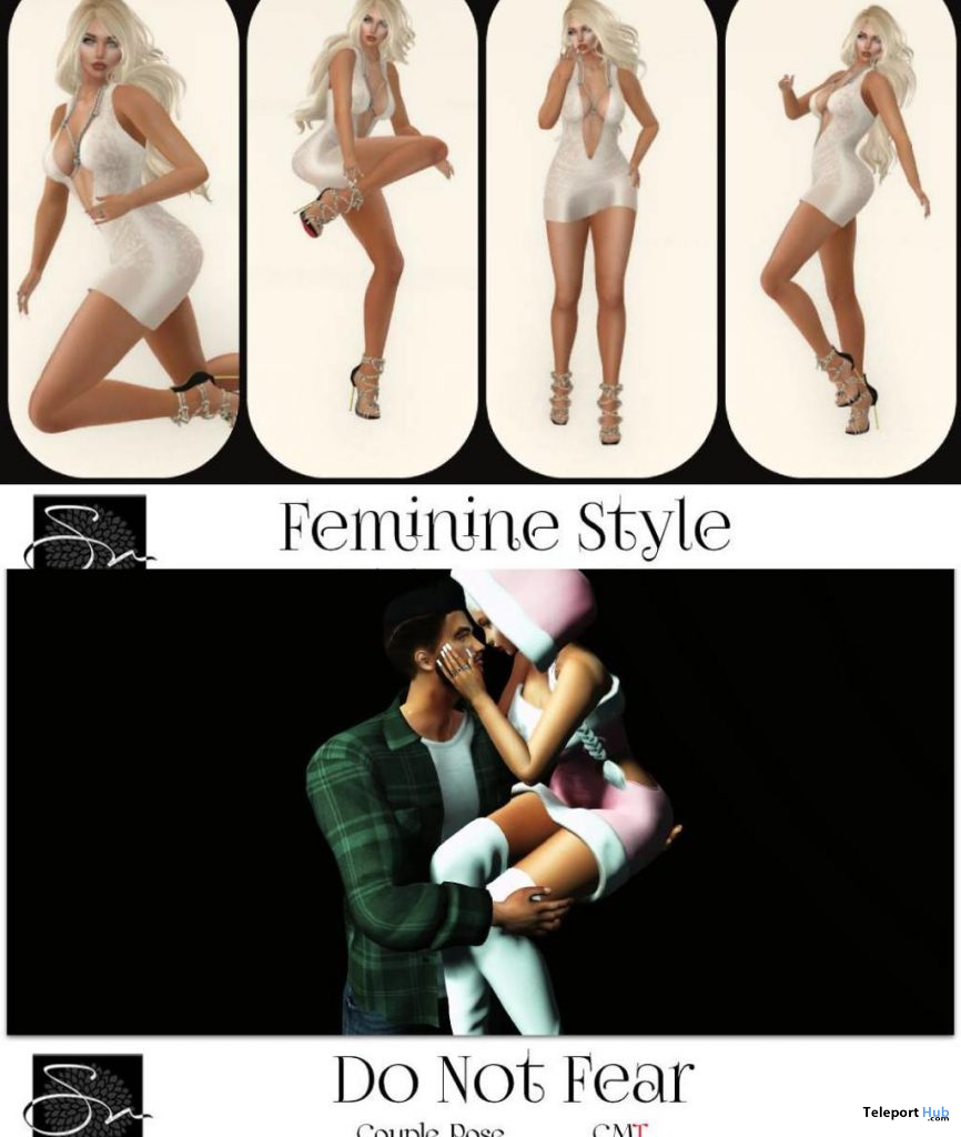Feminine Style Single Poses & Do Not Fear Couple Pose January 2020 Group Gift by Something New - Teleport Hub - teleporthub.com