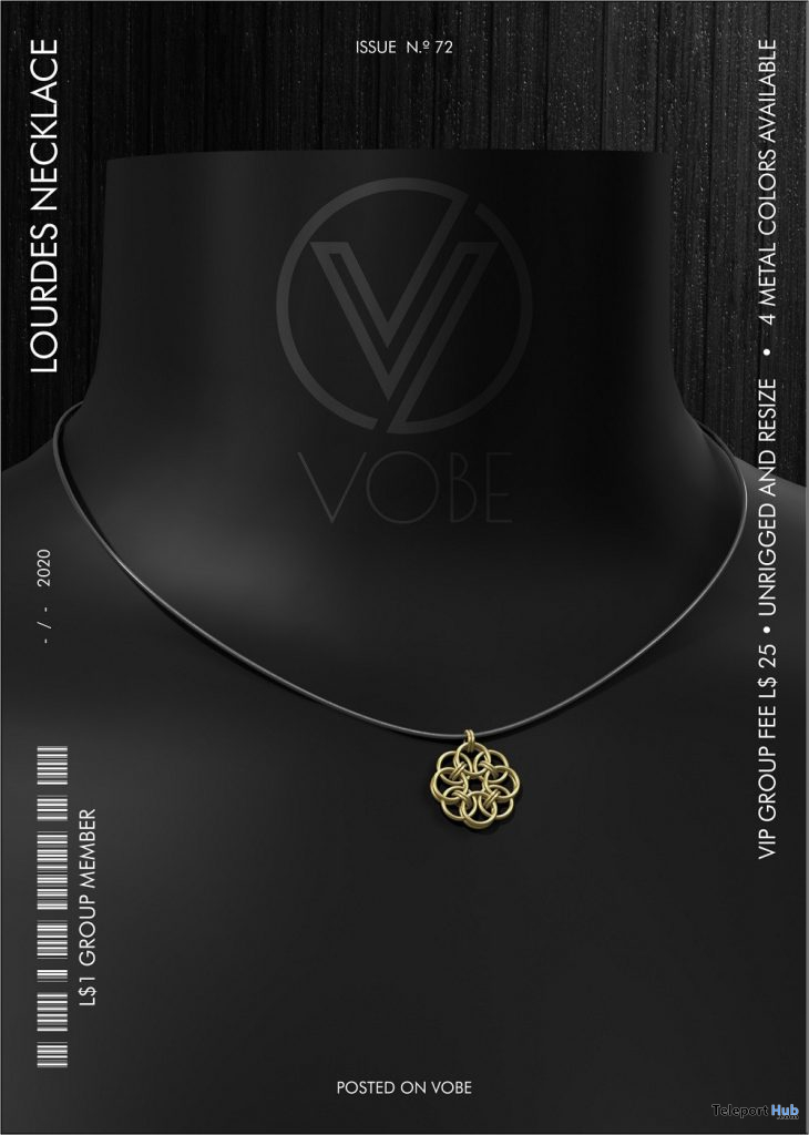 Lourdes Necklace January 2020 Group Gift by VOBE - Teleport Hub - teleporthub.com
