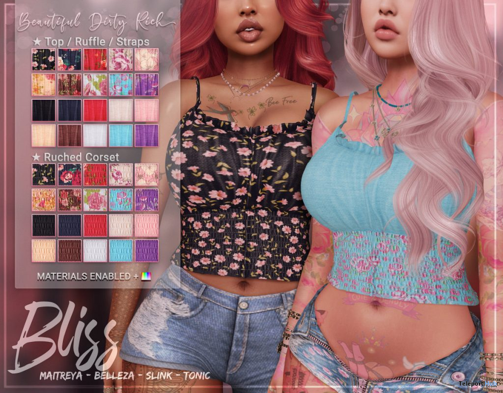 Bliss Top Fatpack February 2020 Group Gift by Beautiful Dirty Rich - Teleport Hub - teleporthub.com