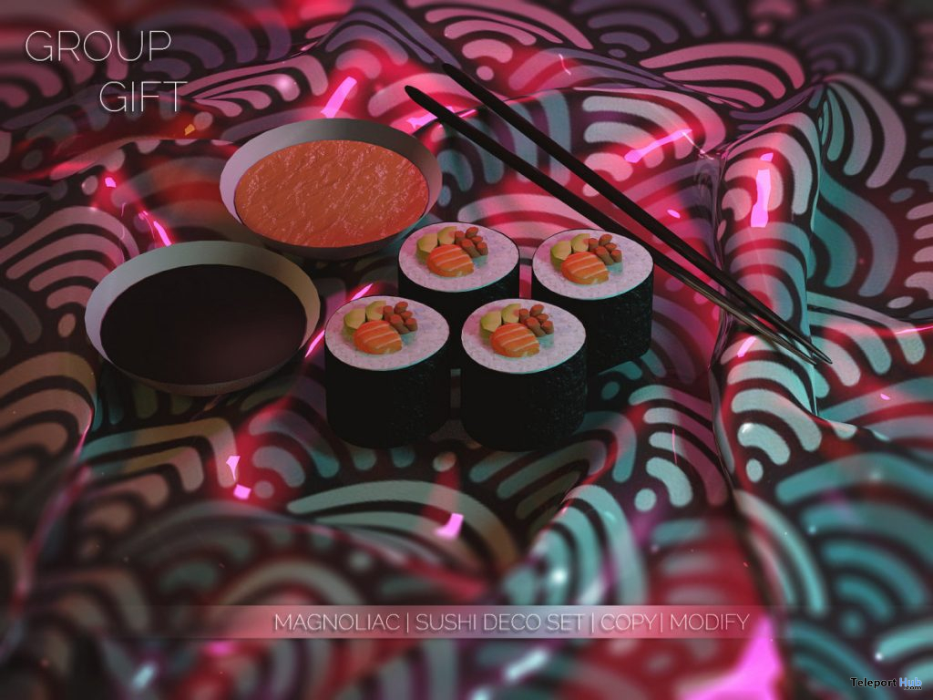 Sushi Decor Set March 2020 Group Gift by Magnoliac - Teleport Hub - teleporthub.com